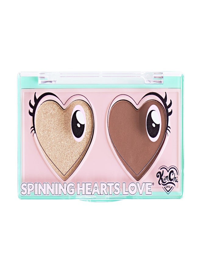 Kimchi Chic Beauty Spinning Hearts Duo Eyeshadow, Matte, Shimmer & Frost Finish, Blendable, Highly Pigmented Two-Color Palette, Cruelty-Free, Hot Fudge - Image 1